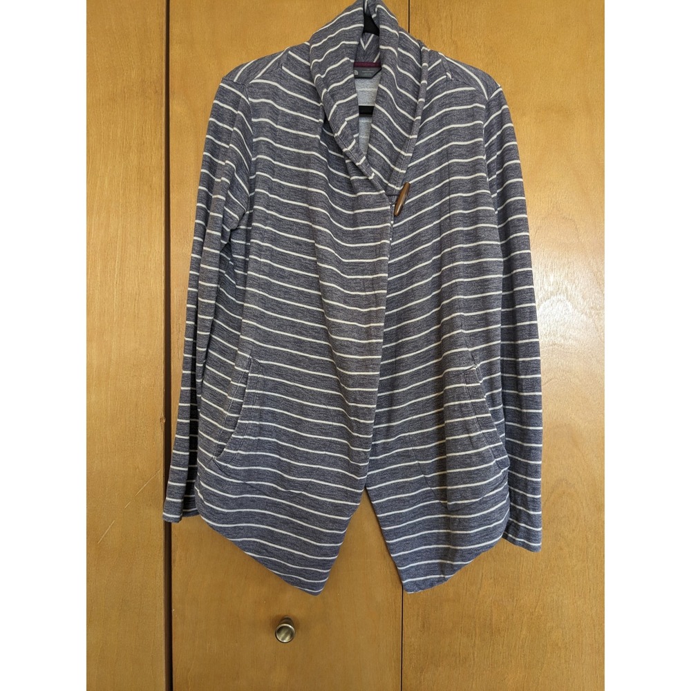 The North Face Gray & White Striped Shawl Collar Cardigan